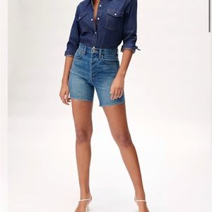 Aritzia Joni mid thigh denim shorts denim forum